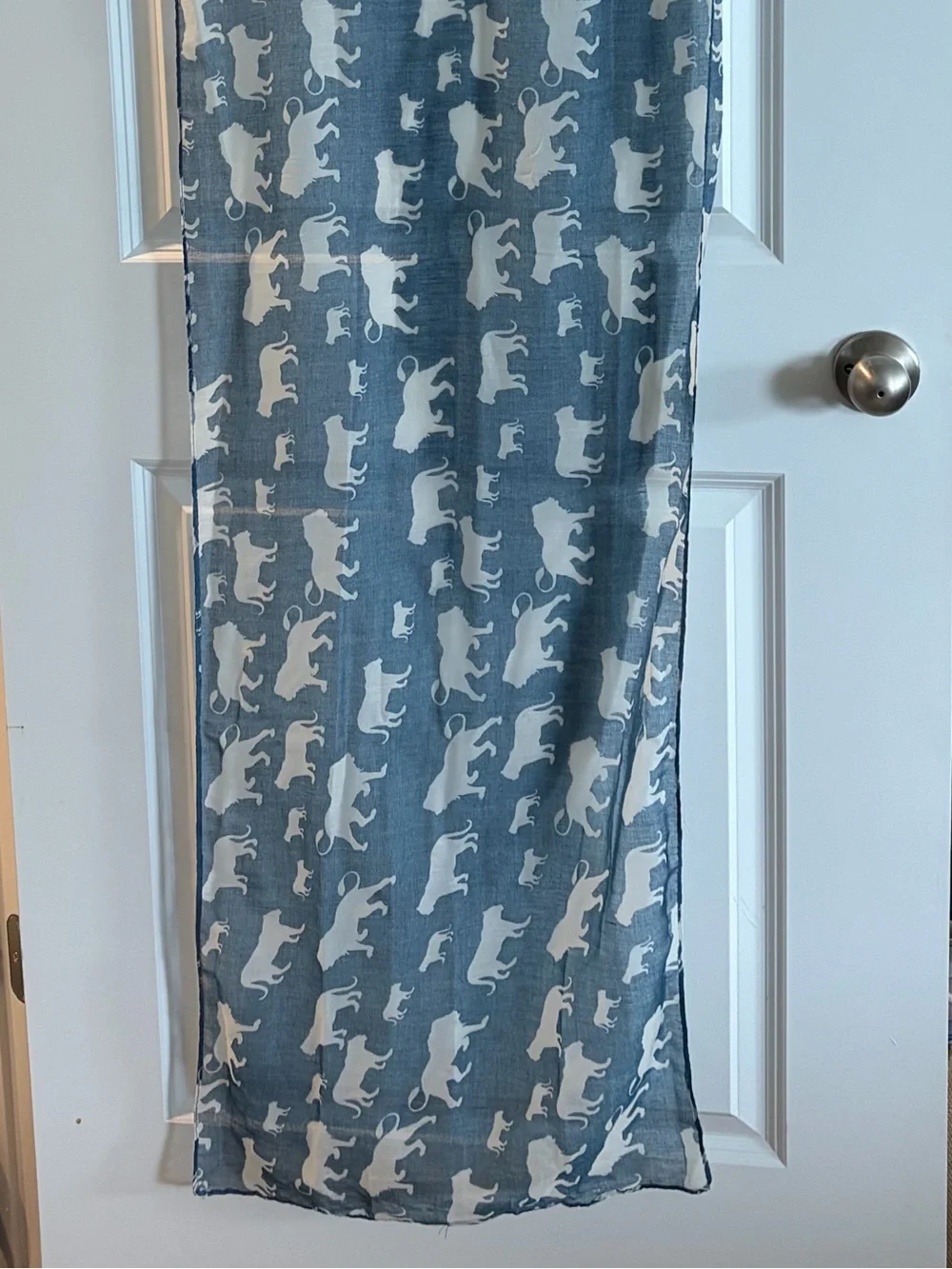 Blue and White Animal Print Scarf